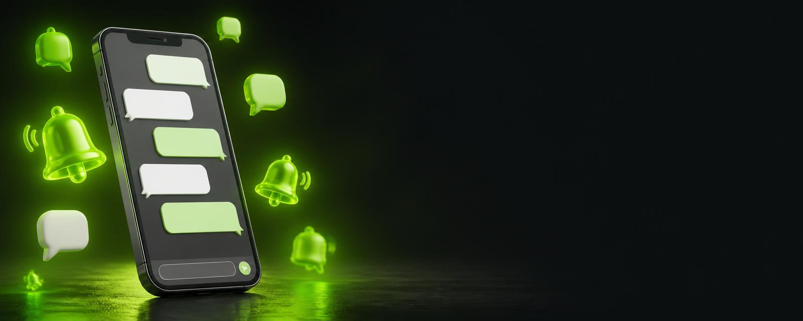 Celular recebendo alertas de promoções no WhatsApp